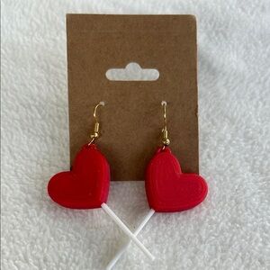 Red Heart Lollipop Earrings